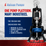 Vulcan HDS heavy-duty submersible slurry pump for abrasive industrial slurry applications in quarries, ash ponds, and mill sumps.